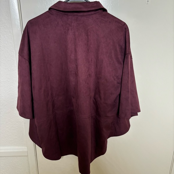 Belle Boho by Kim Gravel Faux Suede Zip Front Retro Poncho - Picture 7 of 7